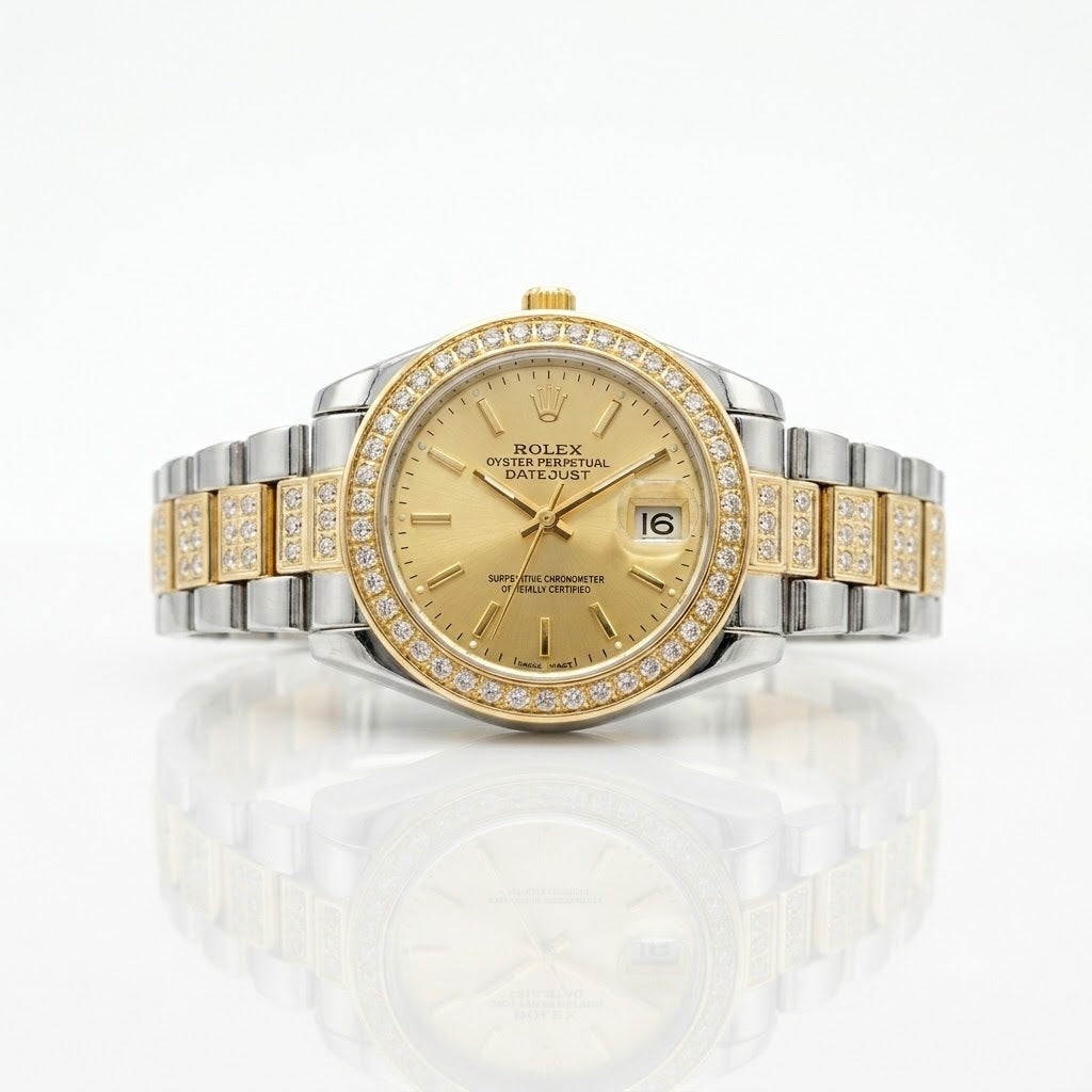 Rolex Datejust — Two-Tone Gold Dial & Diamond Bezel