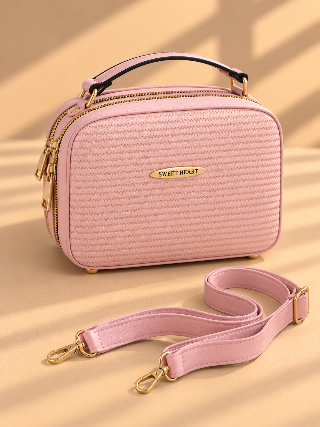 SWEET HEART Ribbed Crossbody Bag