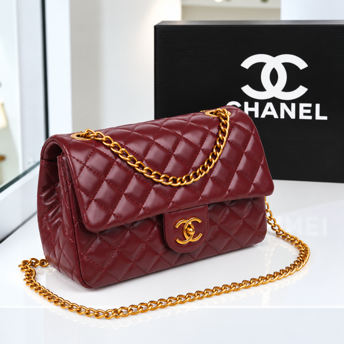 Chanel Quilted Flap Bag with Gold-Tone Chain