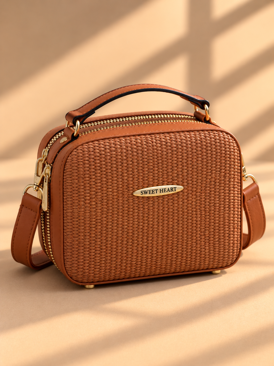 SWEET HEART Ribbed Crossbody Bag
