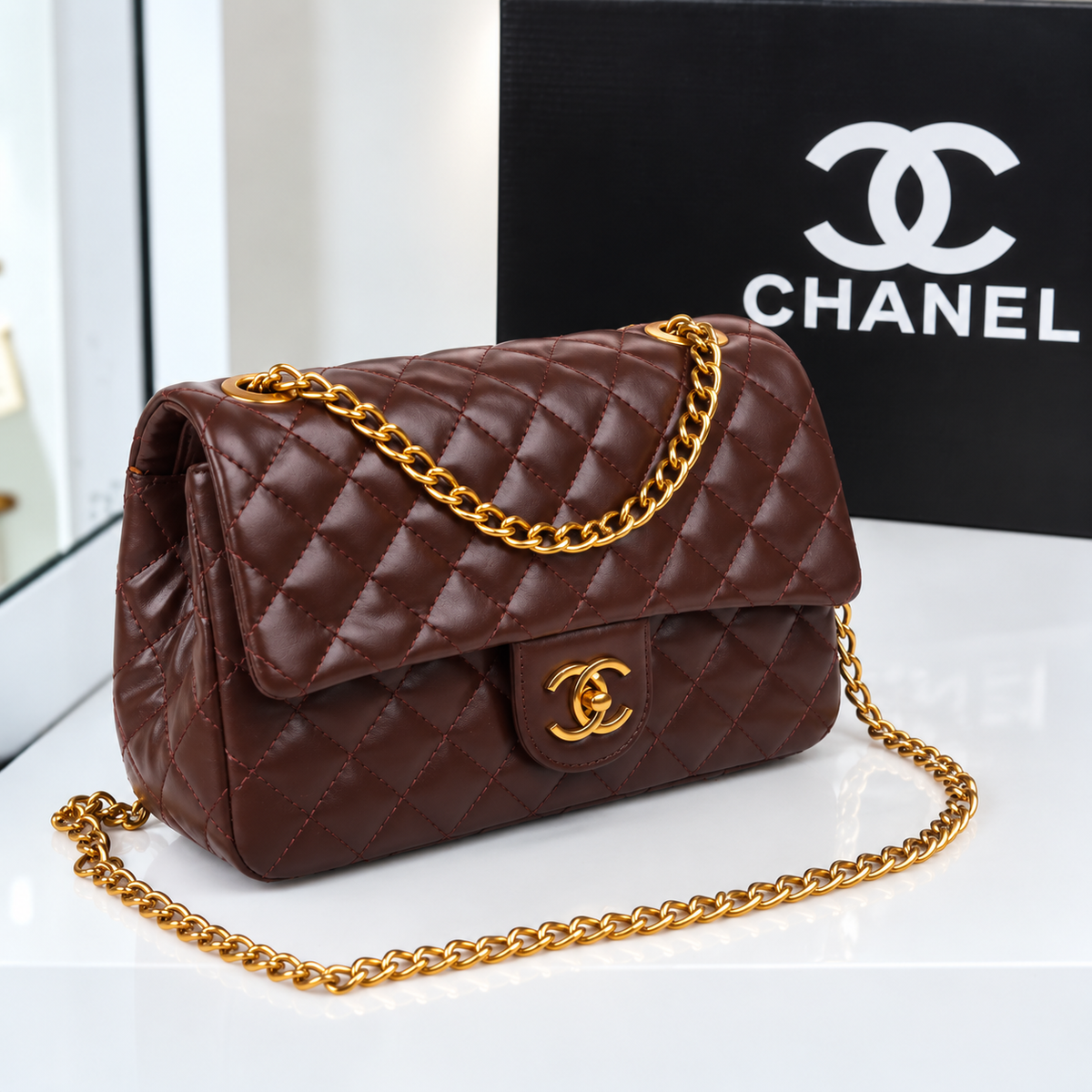 Chanel Quilted Flap Bag with Gold-Tone Chain