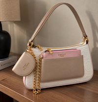 EMILY LORAN Elegant Multi-Compartment Shoulder Bag with Chain Detail