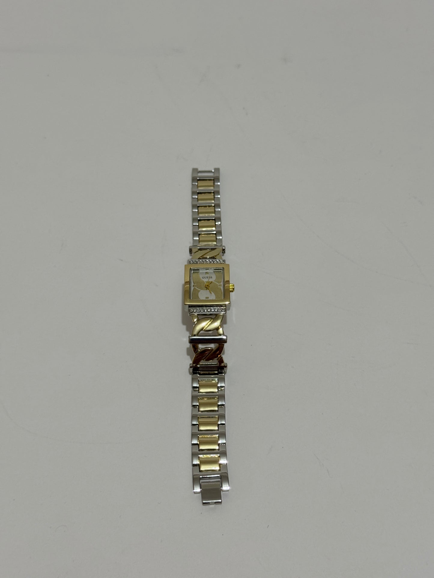 Guess Women's Square Crystal Analog Watch — Two-Tone Chain Bracelet