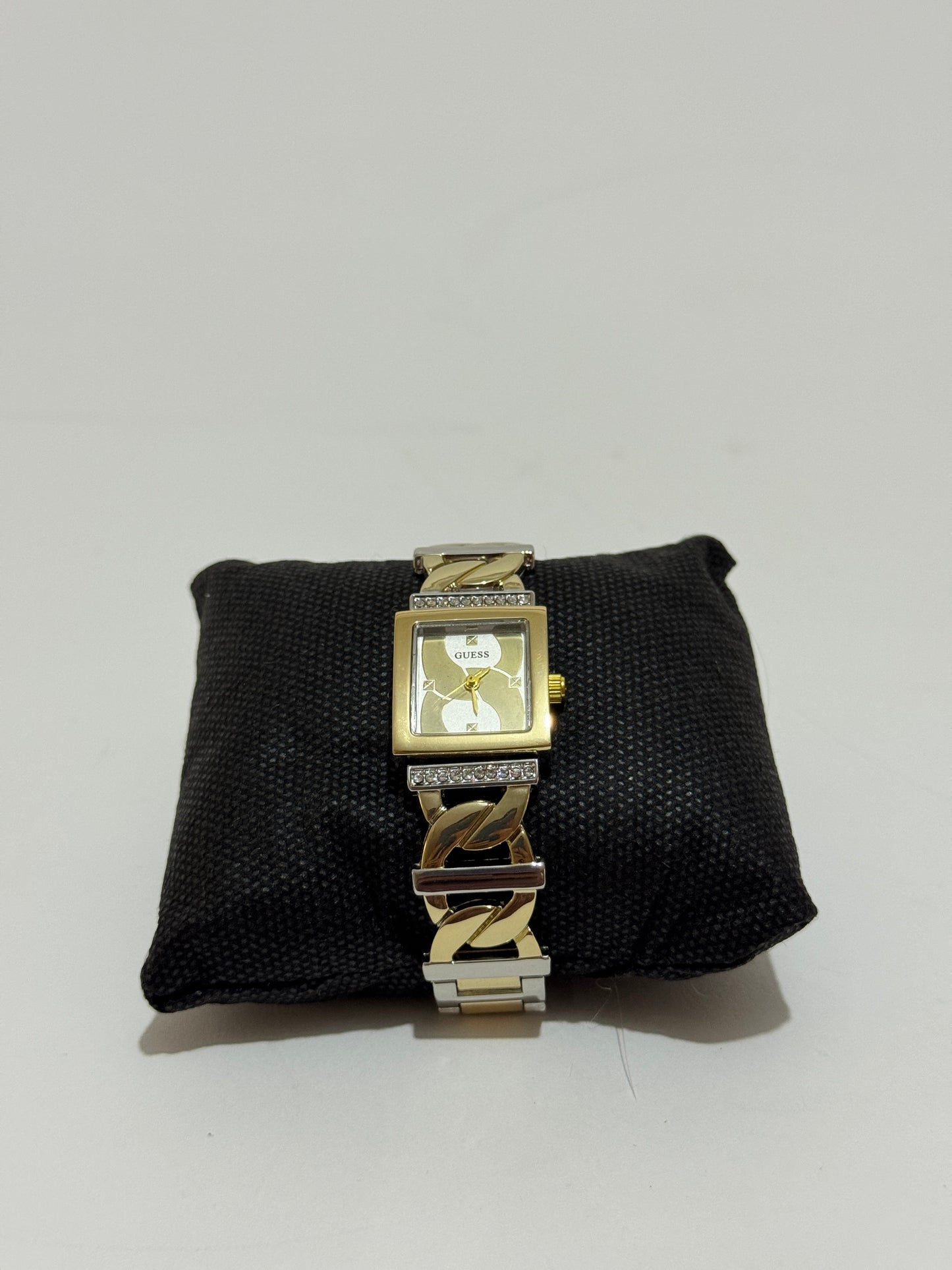 Guess Women's Square Crystal Analog Watch — Two-Tone Chain Bracelet