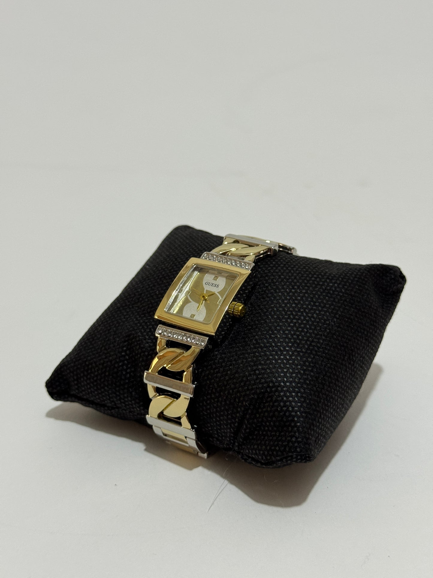 Guess Women's Square Crystal Analog Watch — Two-Tone Chain Bracelet