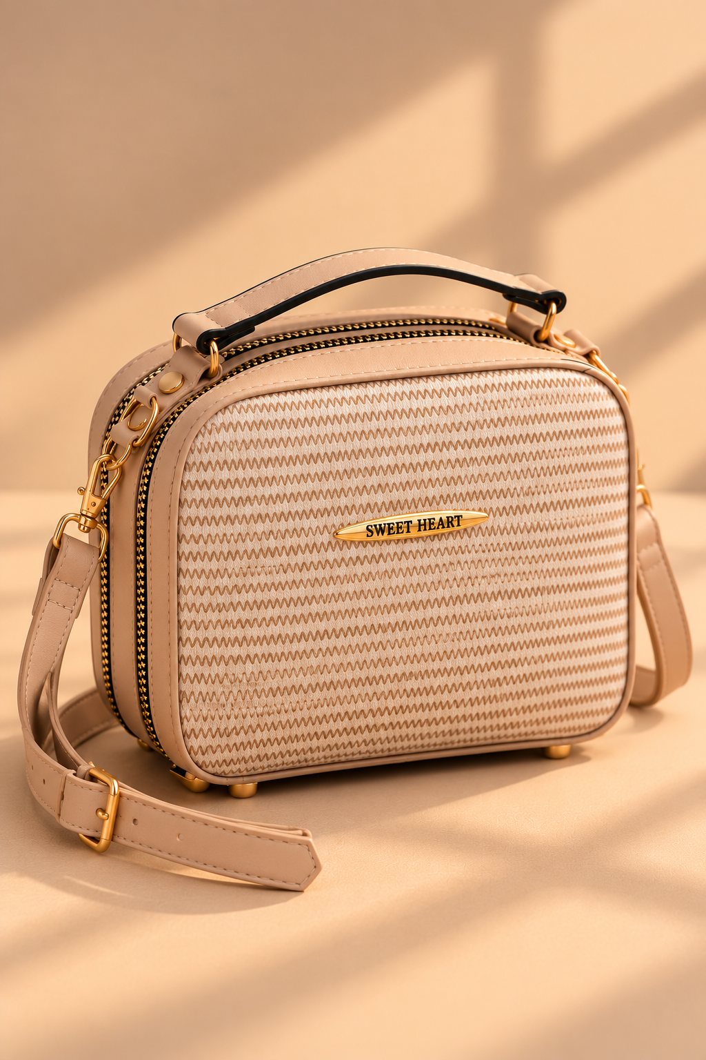 SWEET HEART Ribbed Crossbody Bag