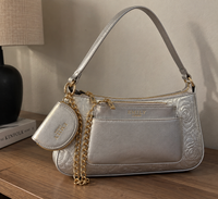 EMILY LORAN Elegant Multi-Compartment Shoulder Bag with Chain Detail