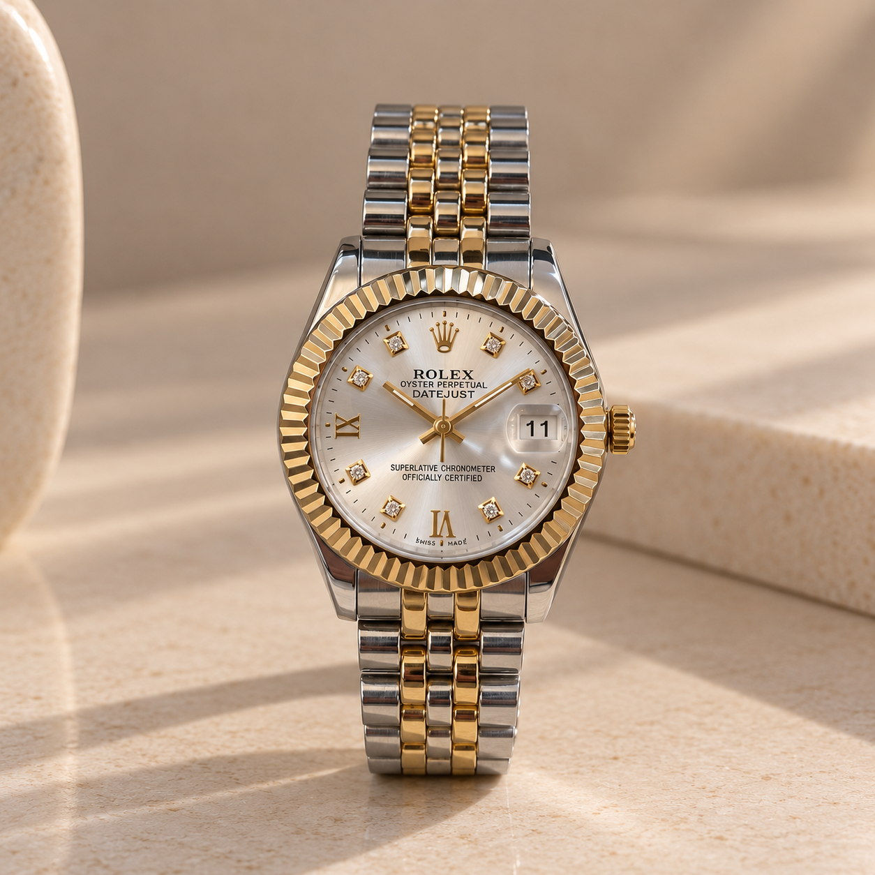 Rolex Datejust Two-Tone Diamond Dial Watch