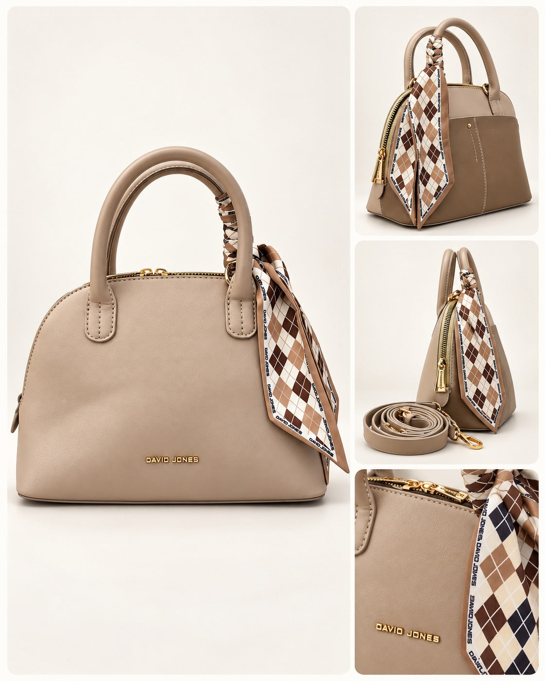 David Jones Elegant Structured Handbag with Scarf