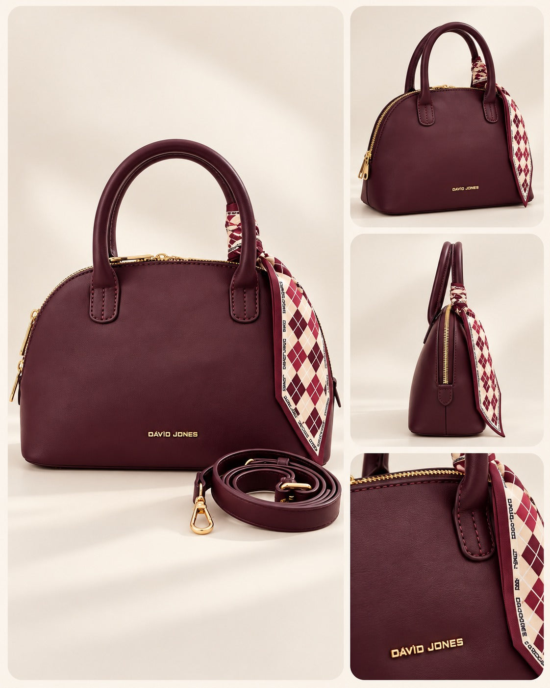 David Jones Elegant Structured Handbag with Scarf