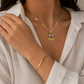 Gold Evil Eye Set — Herringbone Bracelet & Pendant Necklace