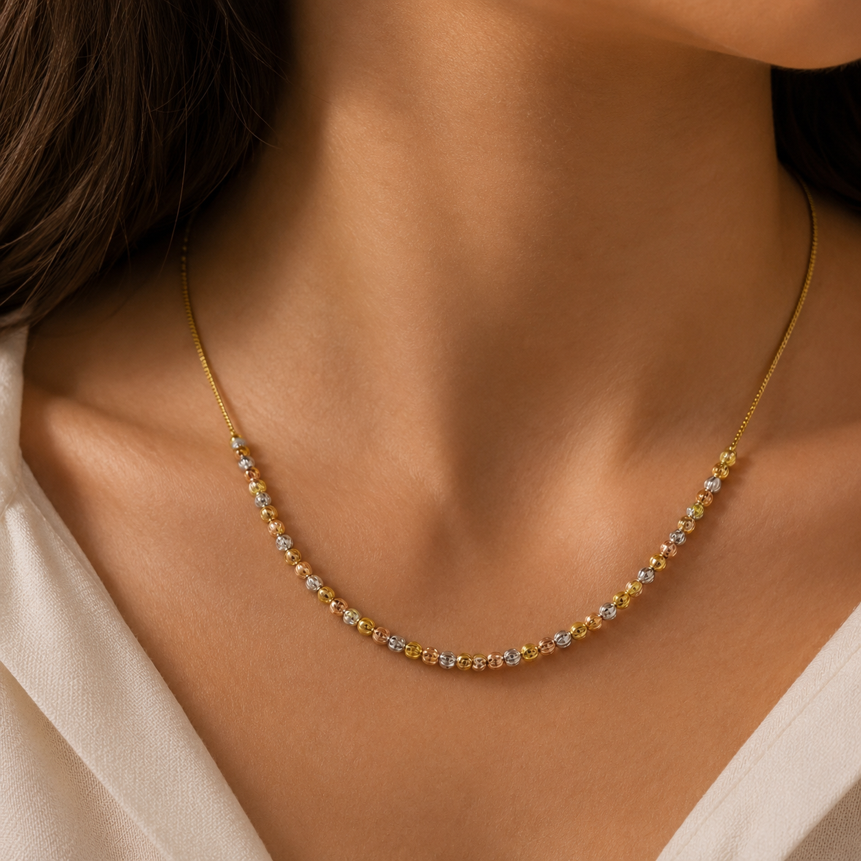Tri-Color Bead Set  Necklace