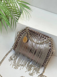 Stella Mccartney Black Chains Fringed Falabella Mini Bag