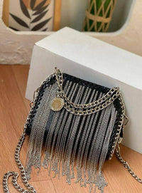 Stella Mccartney Black Chains Fringed Falabella Mini Bag